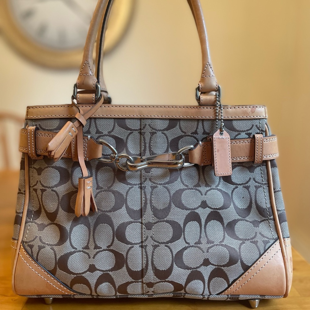 Coach canvas logo handle top bag